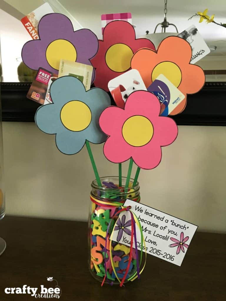 End of the Year Flower Gift Card Bouquet for Teachers