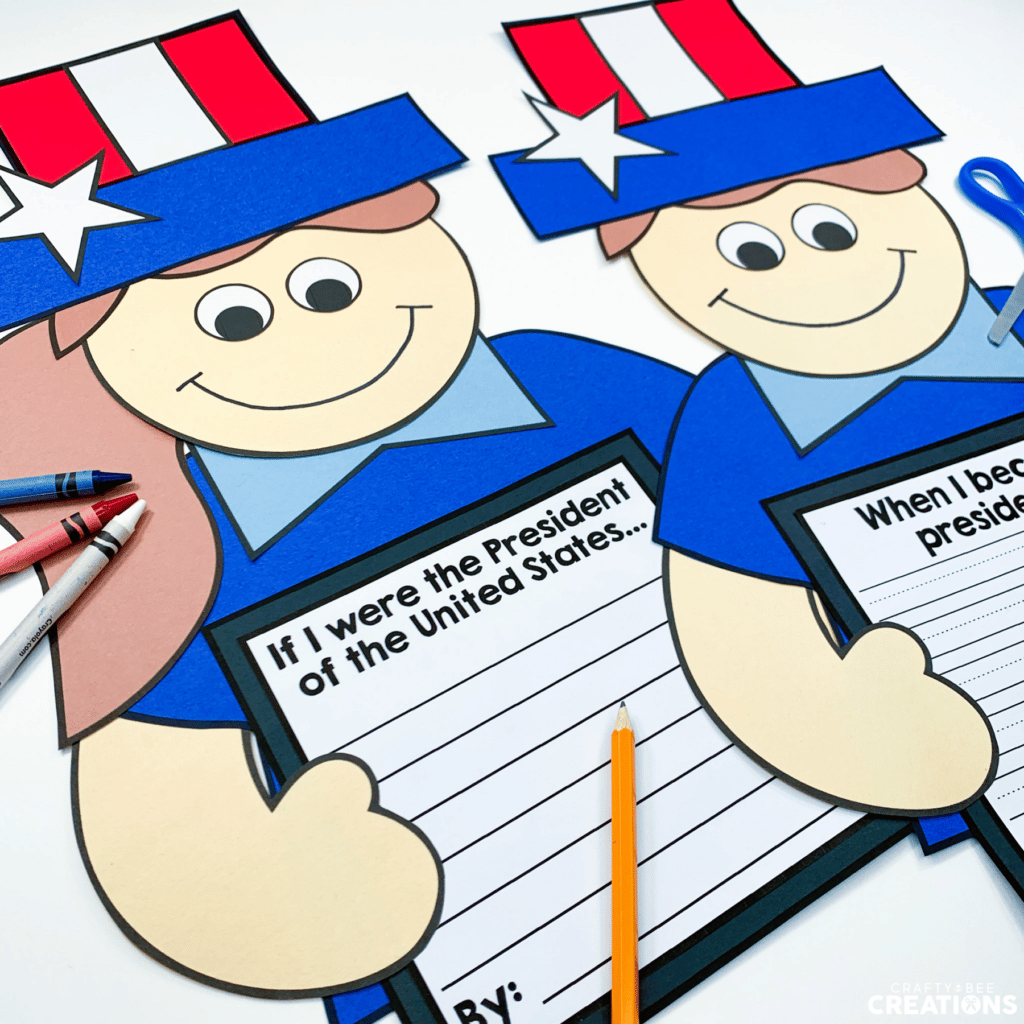 President's Day Craft and Writing activity for kids in the month of February.
