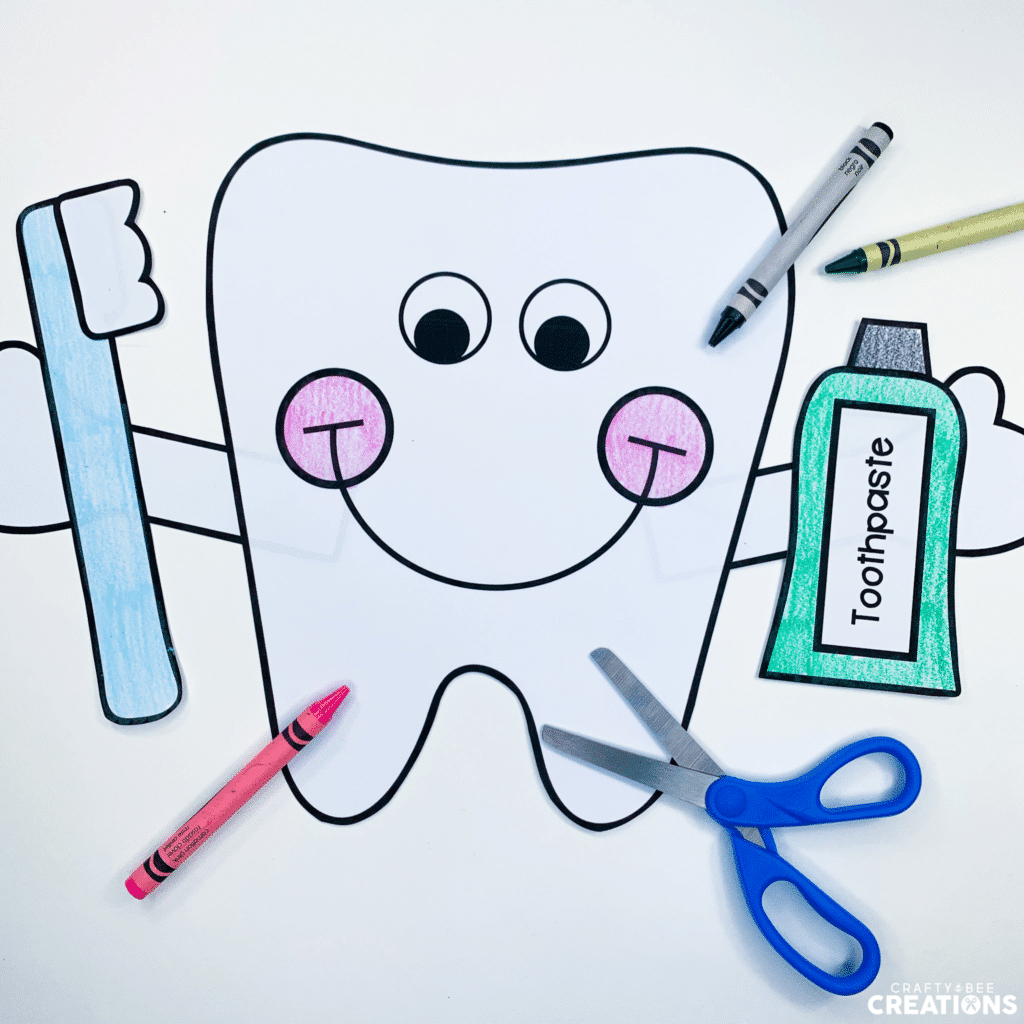 Kids can color the brush your teeth craft themselves.