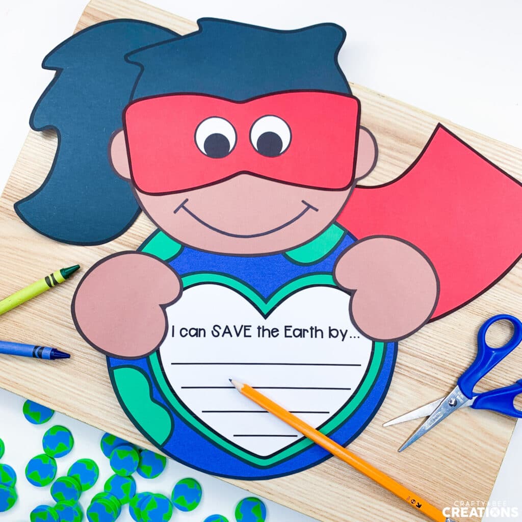 I can save the earth by ... writing prompt and craft for kids.