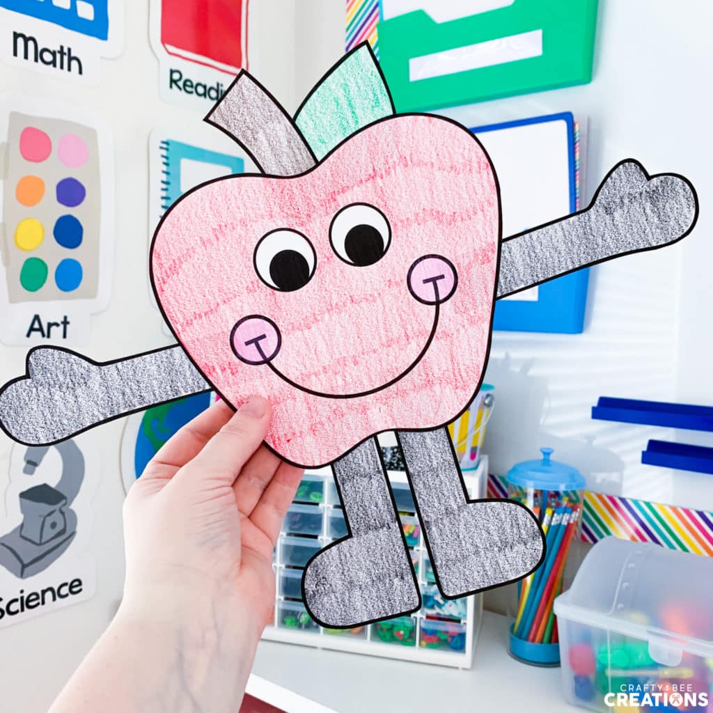 You can color the apple craft and cut it out to practice fine motor skills.