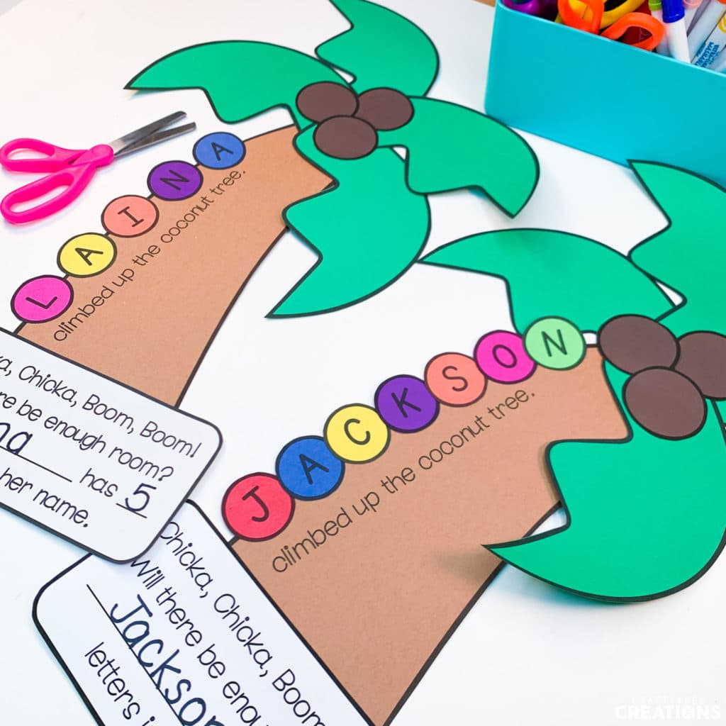 Chicka Chicka Boom Boom Craft complete with colorful circles to make a child's name.