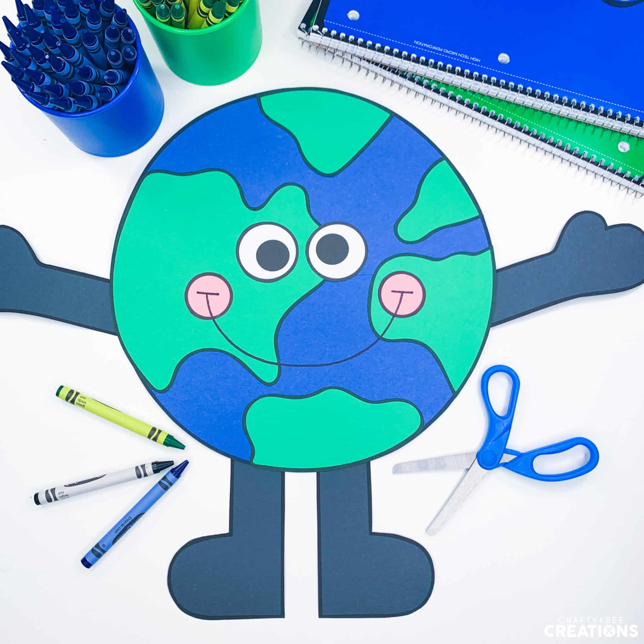 An Easy Earth Day Coloring Craft Activity for Spring - Crafty Bee Creations