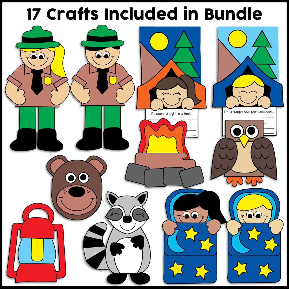 Camping end of year icebreaker game Activities BUNDLE crafts