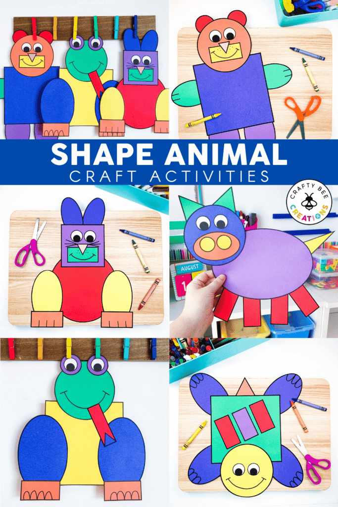 Colorful Shape Animal Crafts for Preschool and Kindergarten -