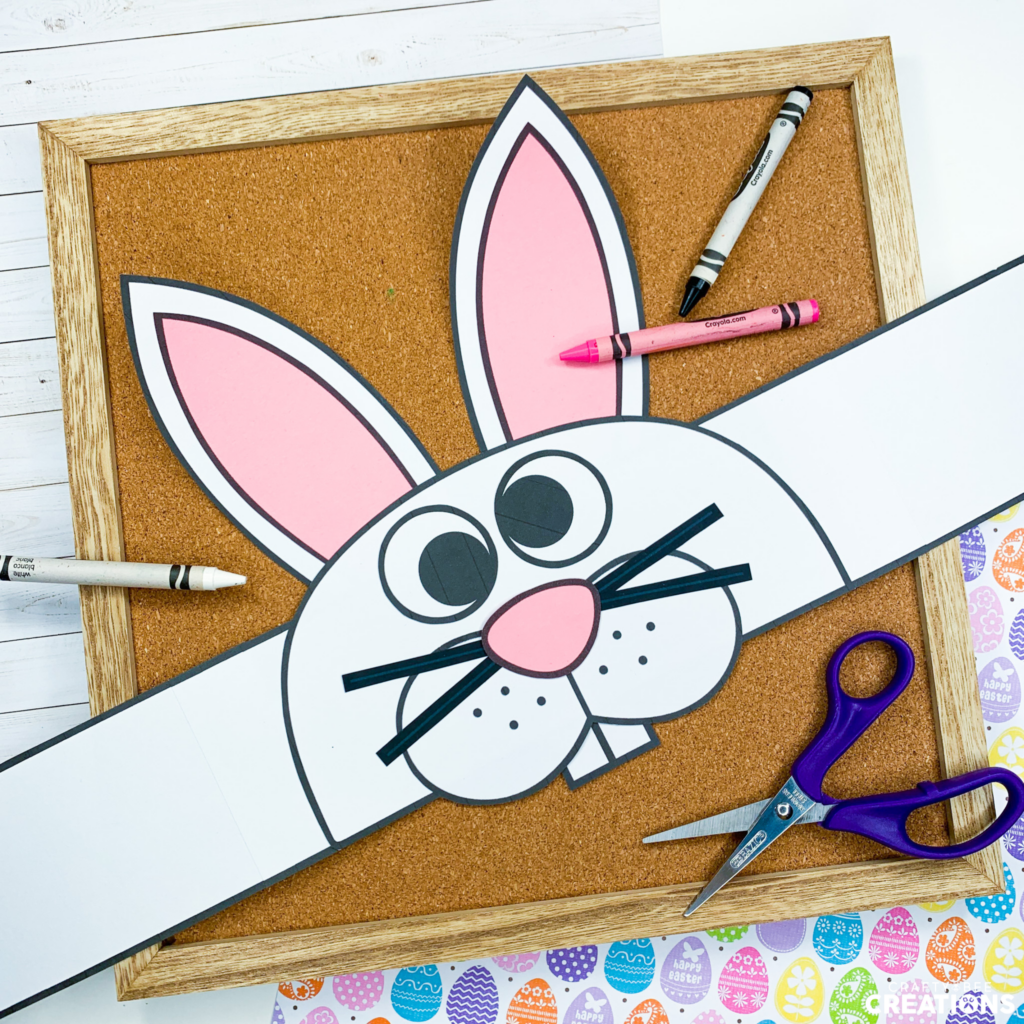 Easter bunny hat craft for kids in April