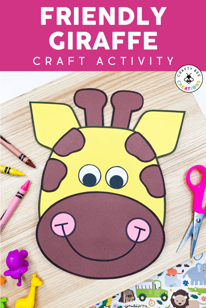 giraffe craft with crayons and scissors