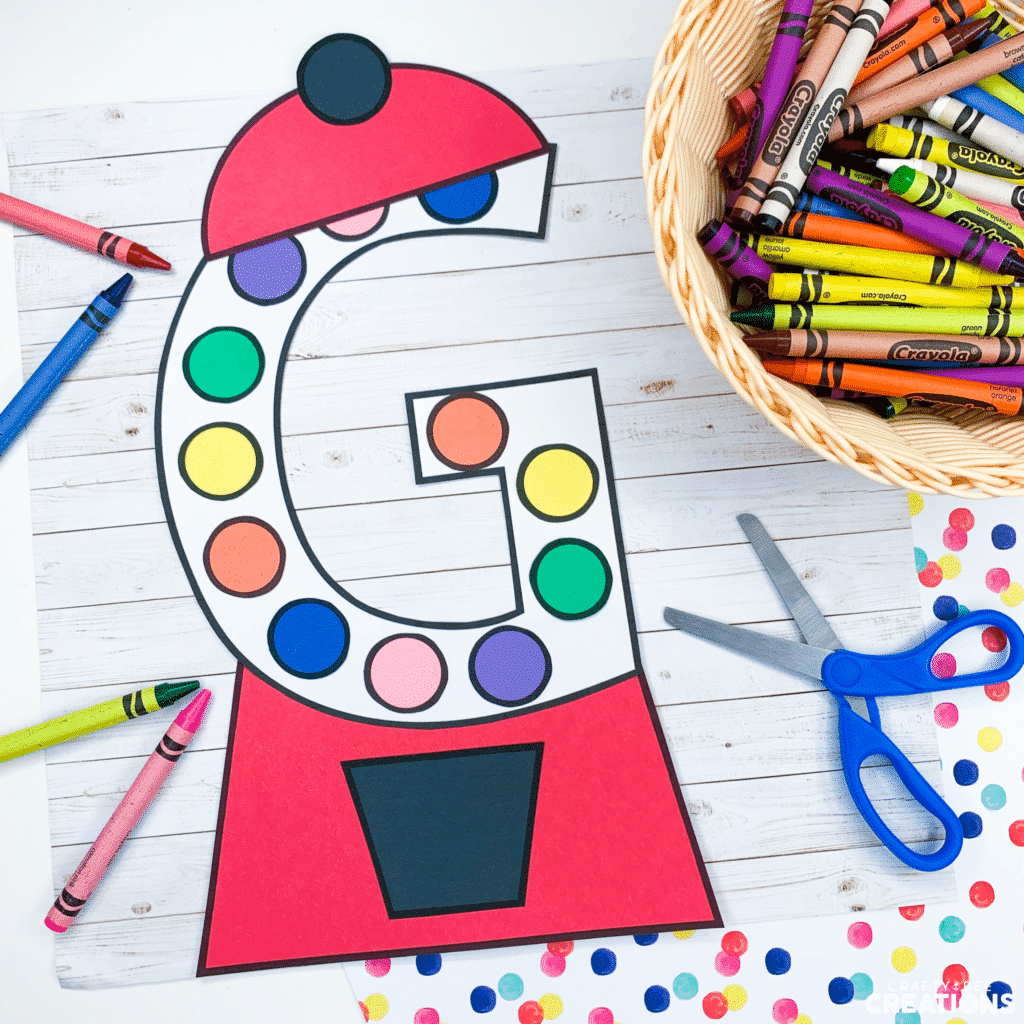 G is for gumball craft activity for young kids