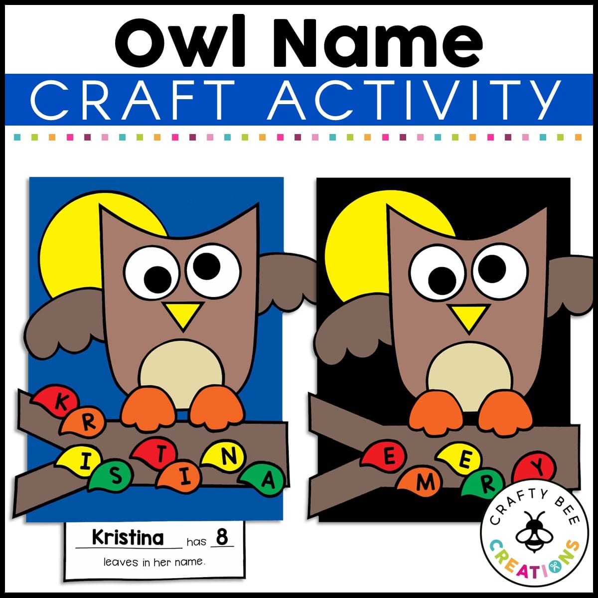 Owl Name Craft Activity Crafty Bee Creations