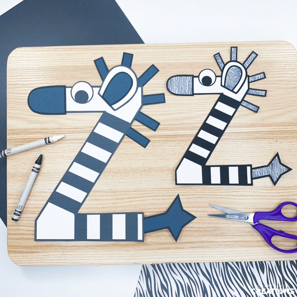 Zebra uppercase alphabet craft bundle