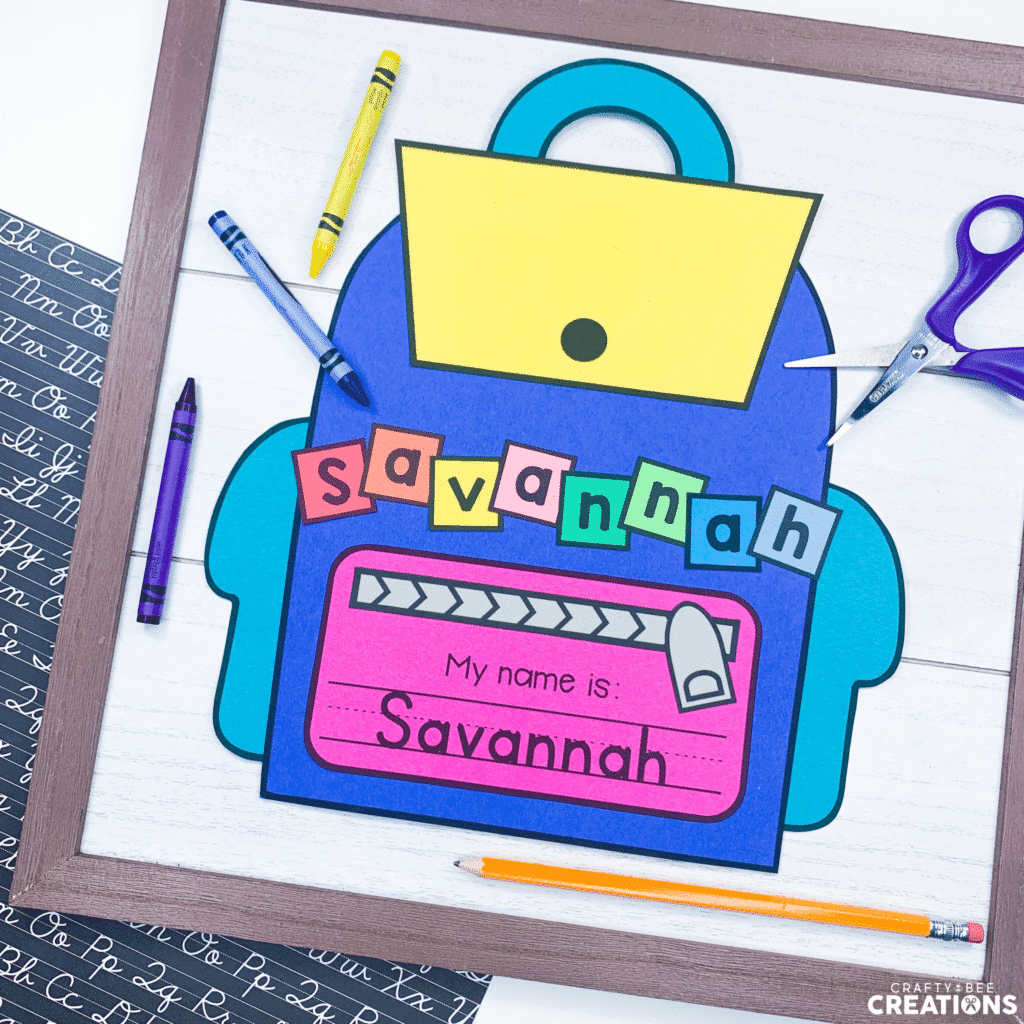 exciting backpack name craft for preschool and kindergarten