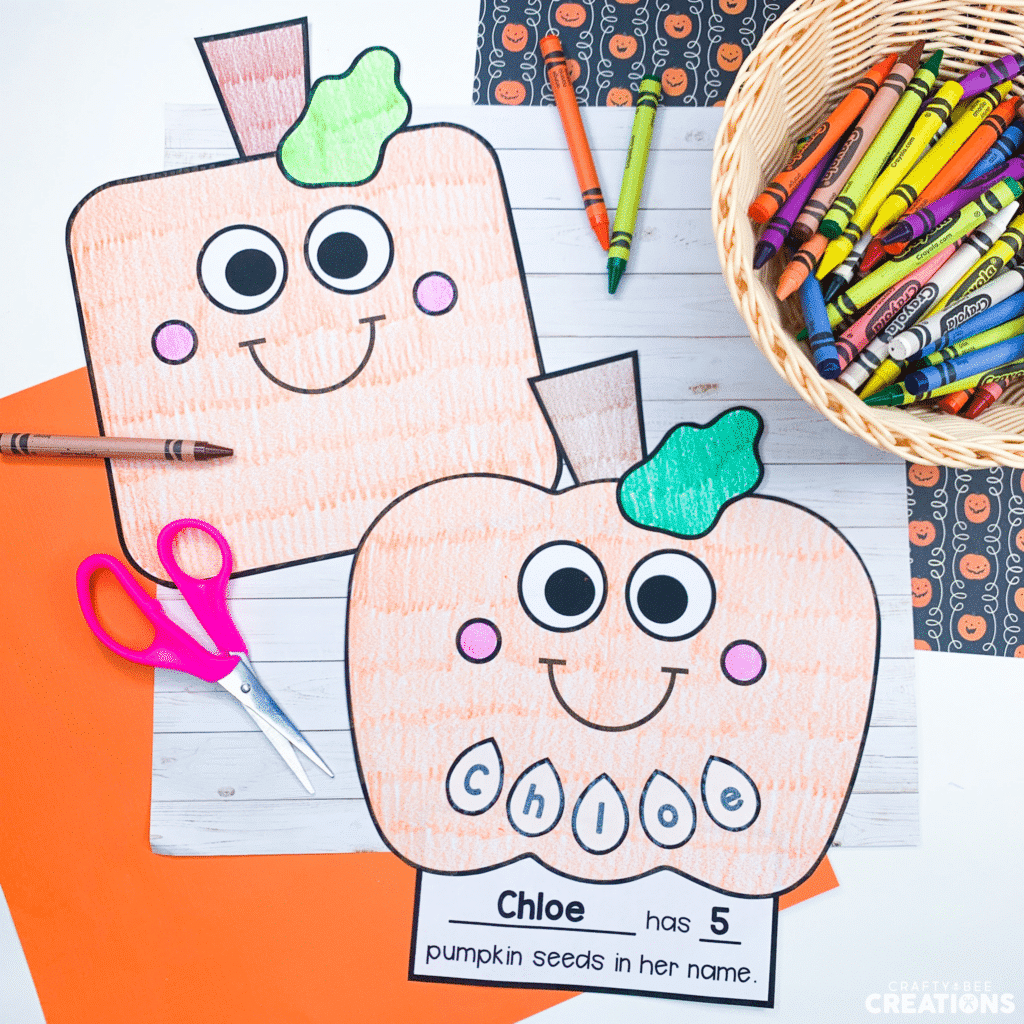 color your own pumpkin name craft