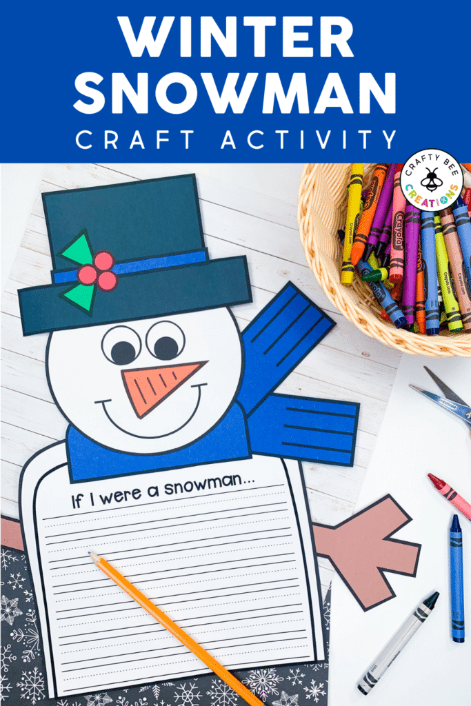 Snowman craft writing activity for kids
