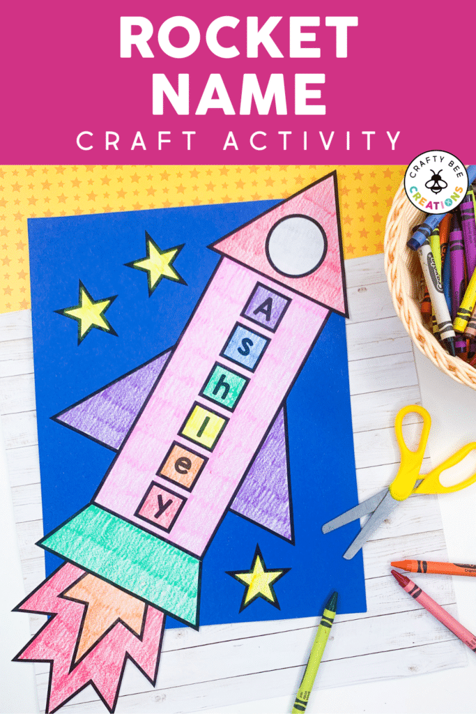 Rocket name craft for kids - header and pin