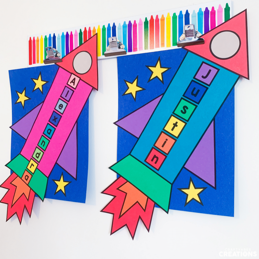 Amazing rocket name craft for kids and bulletin boards