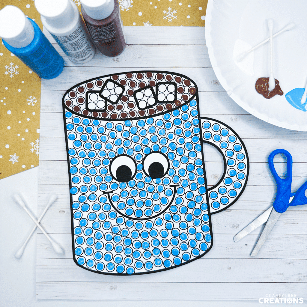 winter dot-it crafts - hot cocoa mug craft