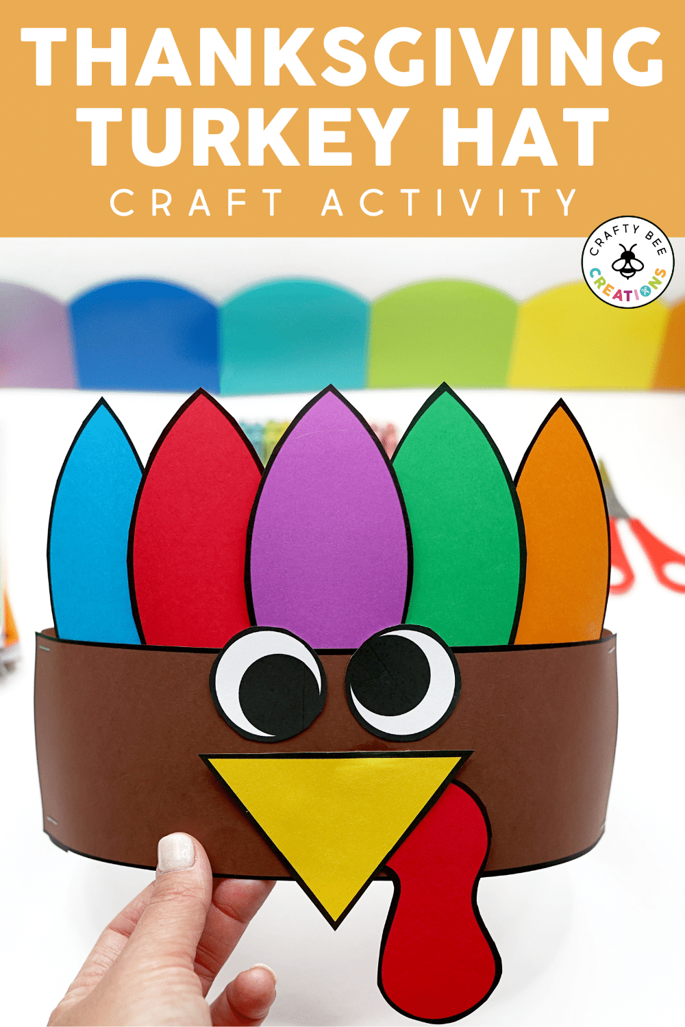 fun and easy turkey hat craft for young kids - crafty bee creations