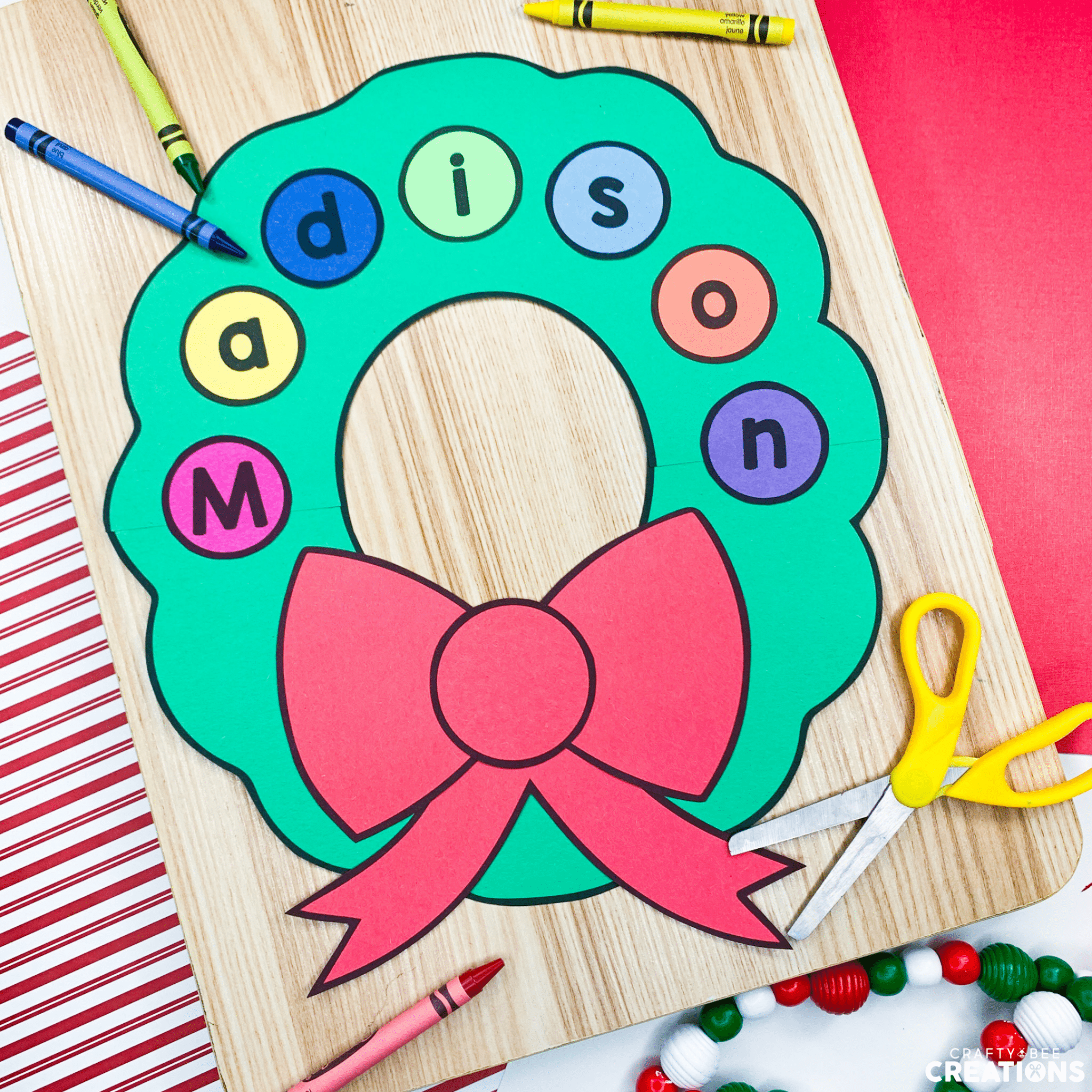 Learning Name Craft How to Make a Festive Wreath Name Craft with Preschool Students ...