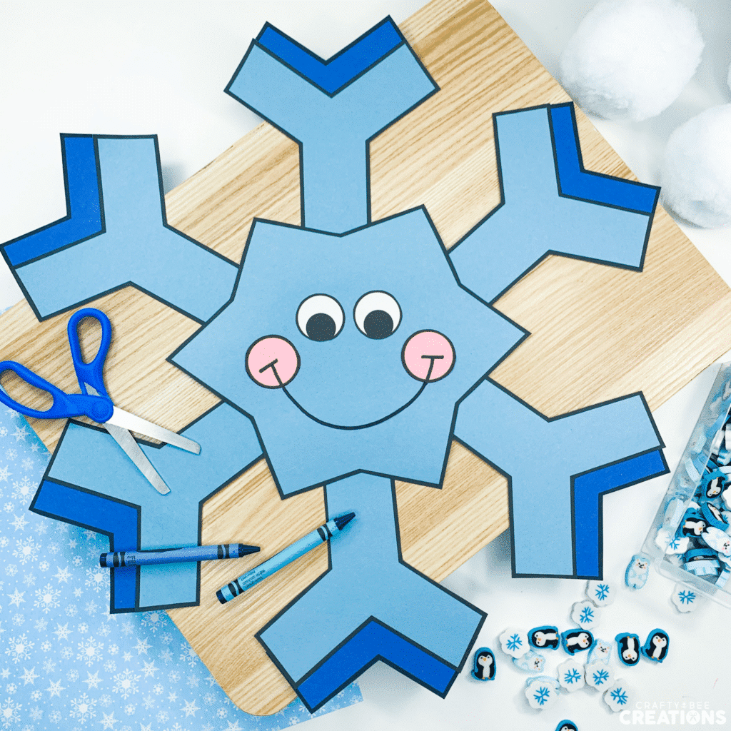 A fun snowflake craft for preschool and kindergarten (and beyond).