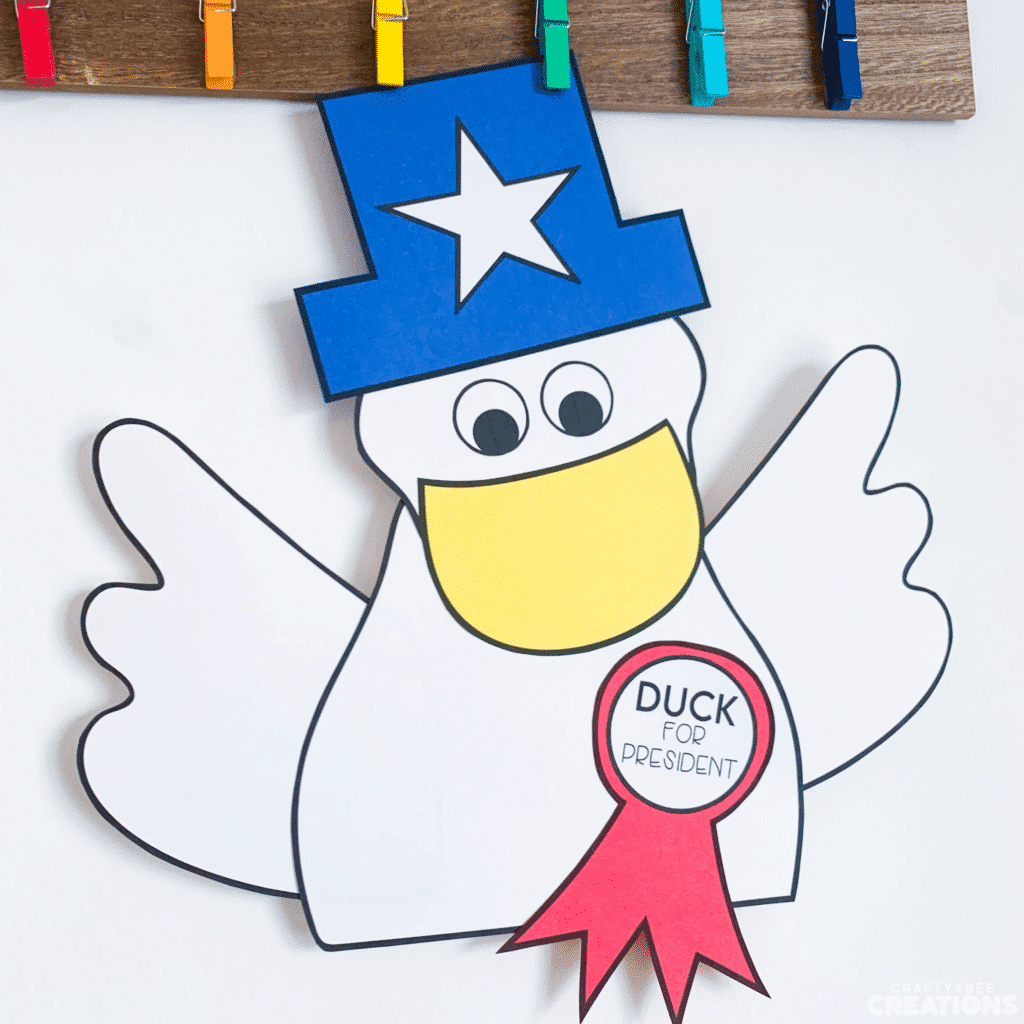 duck for president craft hanging on the bulletin board