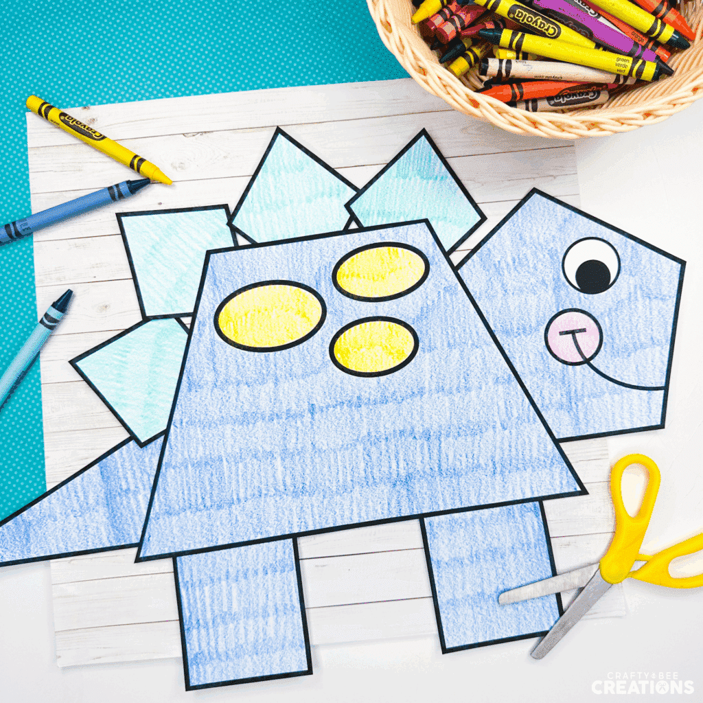 dinosaur shape craft - color it with colored pencils or crayons