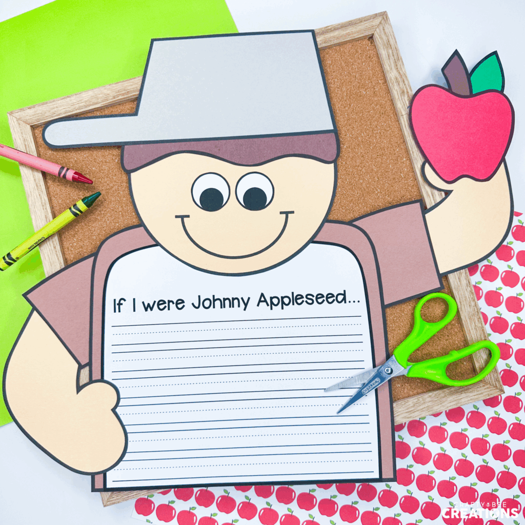 johnny appleseed craft - writing activity for kids