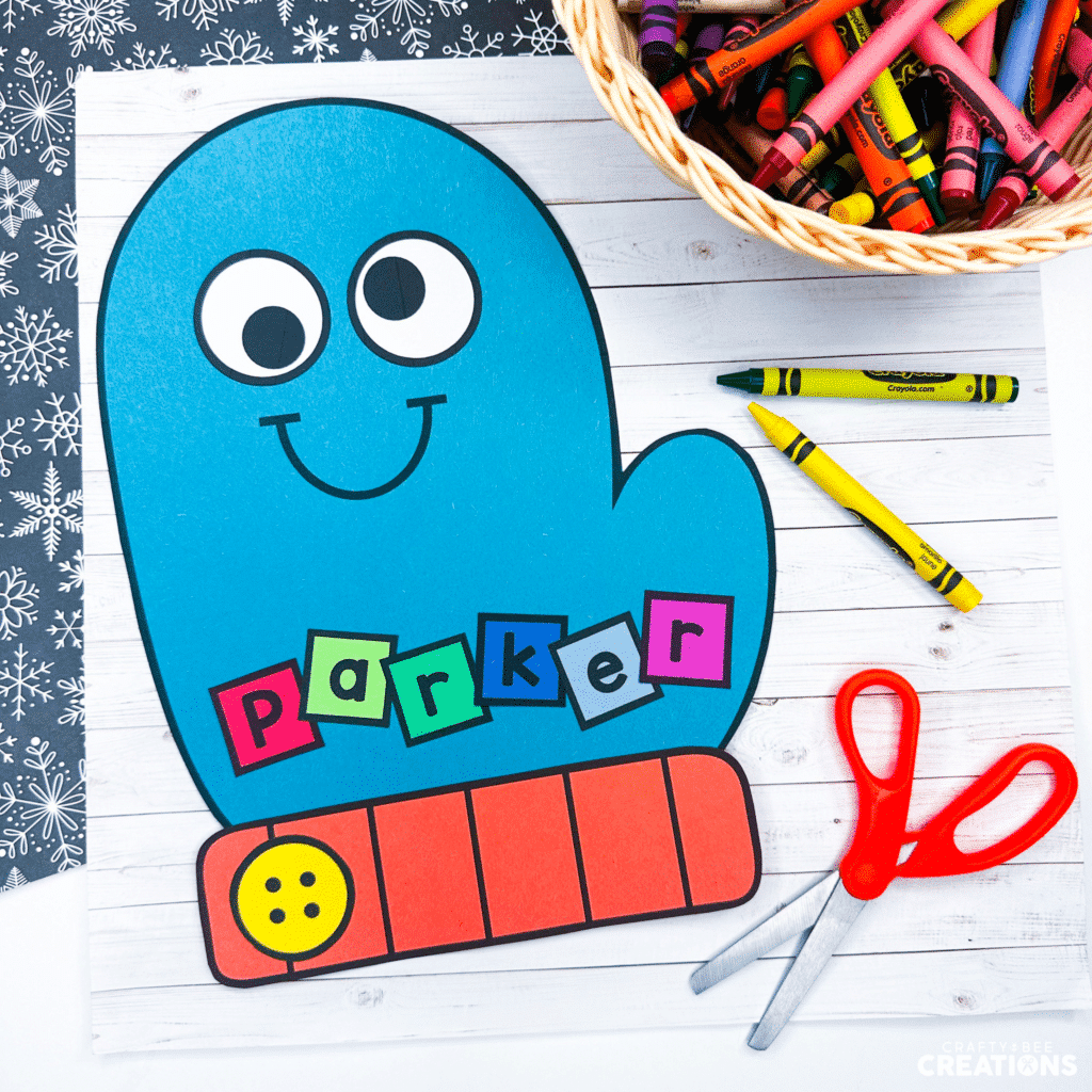 mitten name craft for preschool and kindergarten