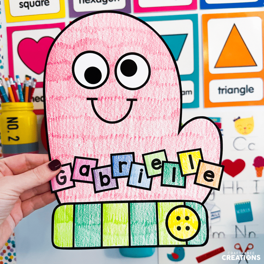 mitten name craft for preschool and kindergarten