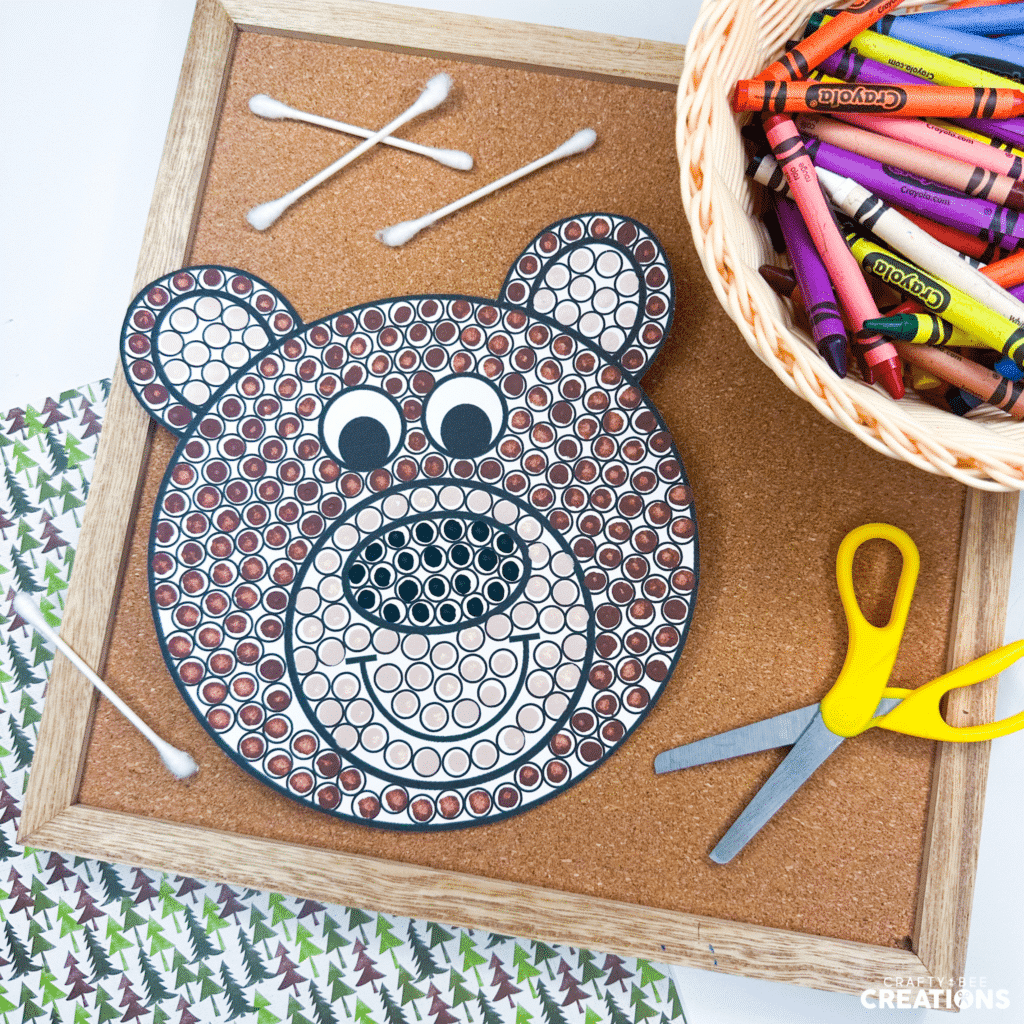 dot-it camping crafts - brown bear