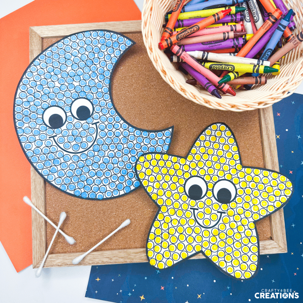 dot-it camping crafts - star and moon